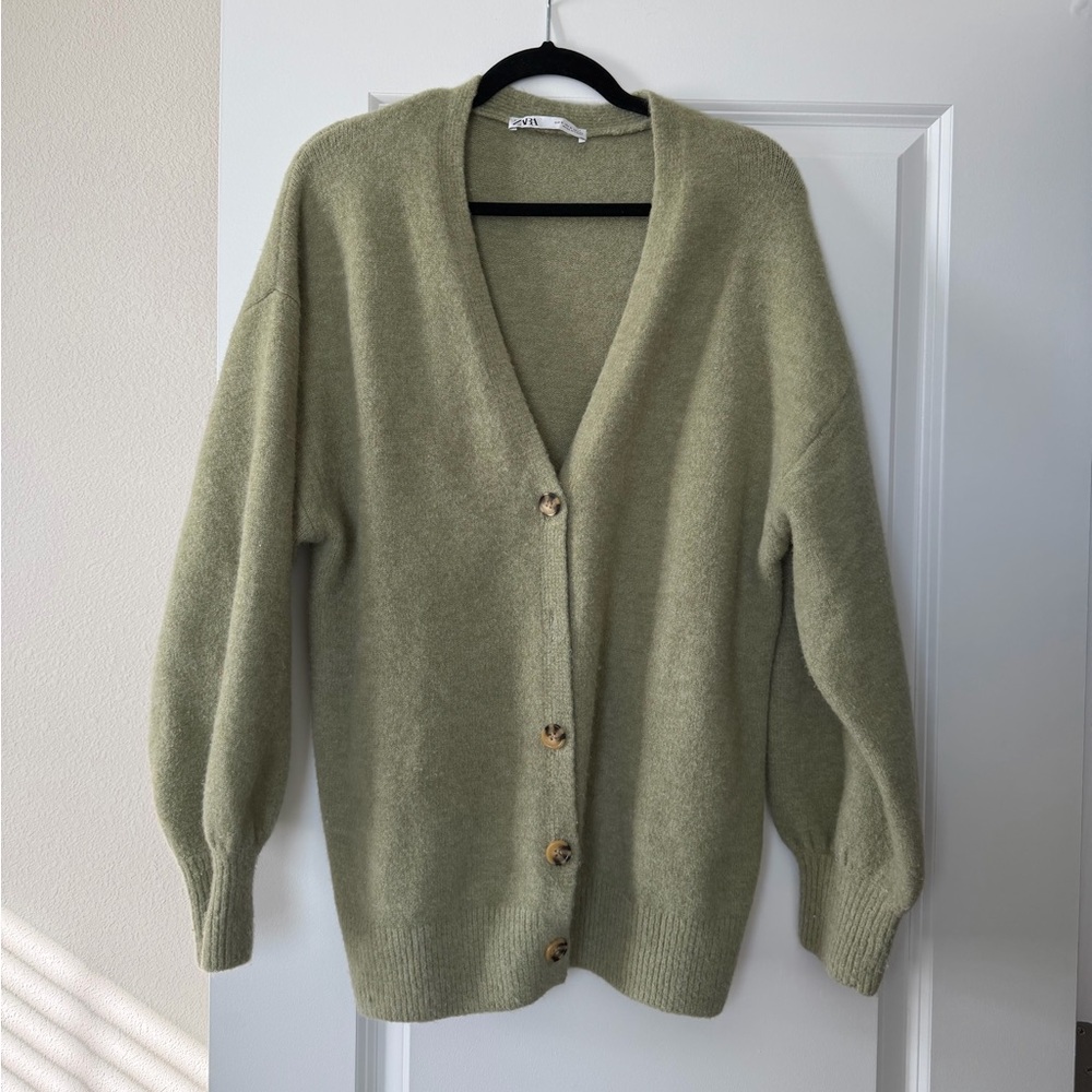 Zara Olive Green Cardigan Sweater